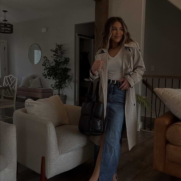 Lapel Double Breasted Long Trench Coat Casual - Picture 3 of 9